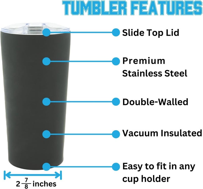 Decorvo Officially Licensed Collegiate Stainless Steel Tumbler - Double Walled Insulated Travel Tumbler with Slide Lid - 18 oz (Iowa - Black) - Image 3